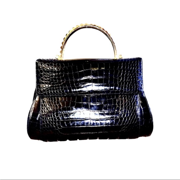 PRICE DROP! Black Judith Leiber Alligator Bag - Picture 3 of 5